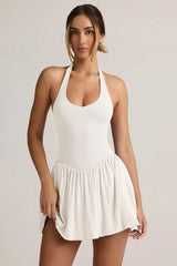 Modal Backless Halterneck Mini Dress in White