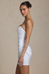 Ruched Corset Mini Dress in White