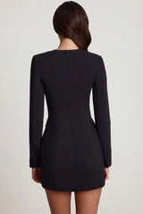 Structured Single-Breasted Blazer Mini Dress in Black