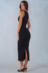 Modal Lace-Trim Midaxi Dress in Black