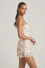 Embellished Strapless Corset Mini Dress in Ivory